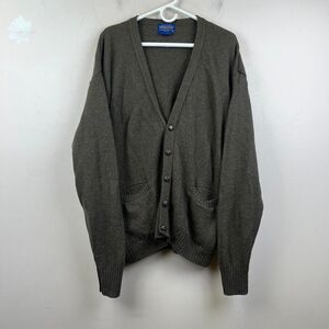 Vintage Pendleton Heathered Green Cardigan Sweater 100% Wool Size XL